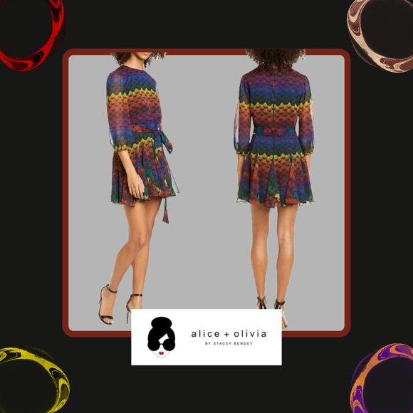 ALICE & OLIVIA Rainbow Ombre Ruffle Dress - Picture 1 of 15